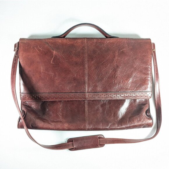 1970s Italian leather attache briefcase by Renwick Canada, Chestnut brown - Picture 1 of 10